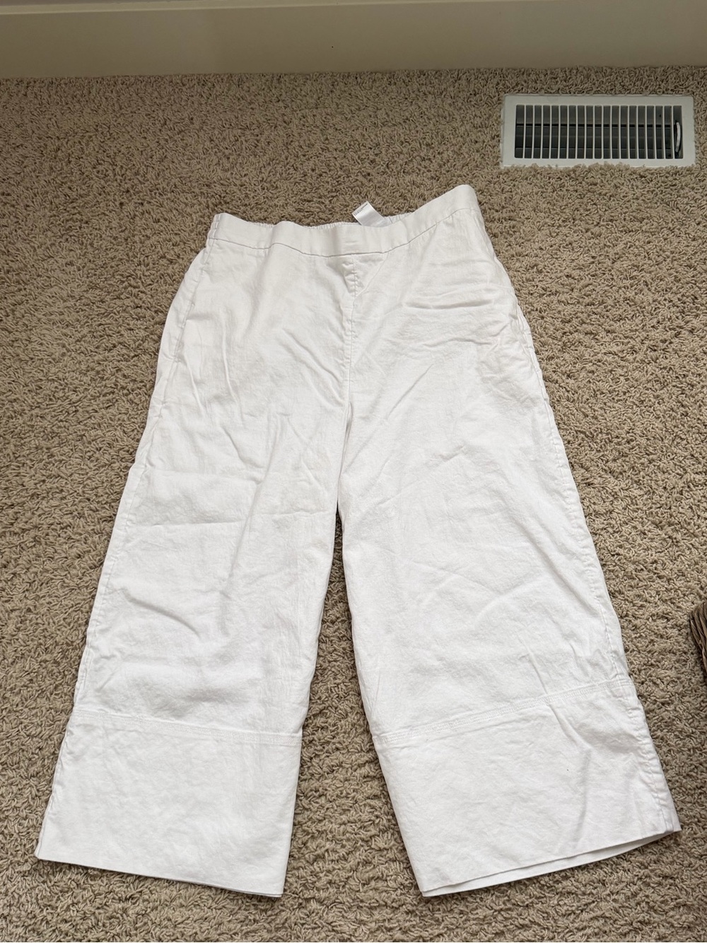 Banana Republic Linen White Wide-Leg Cropped Pants